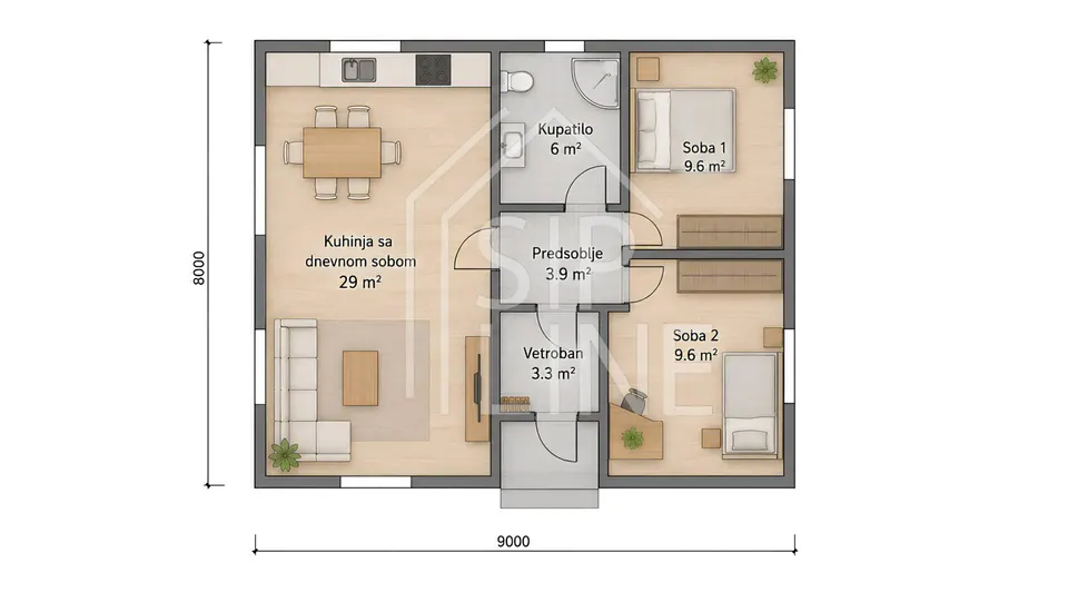 Montažna kuća Oaza, 40 m², Sipline