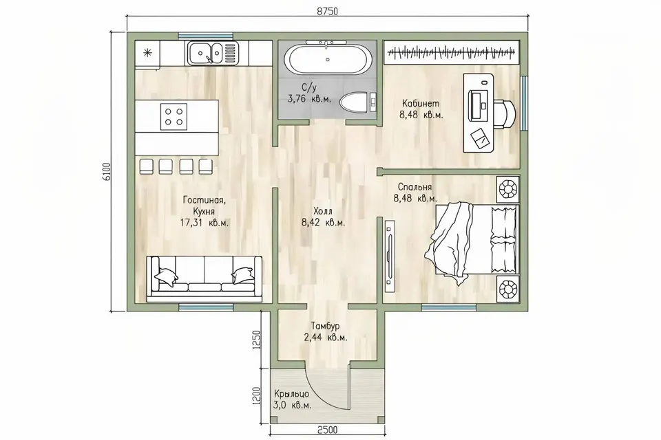 Montažna kuća Porodica, 40 m², Sipline