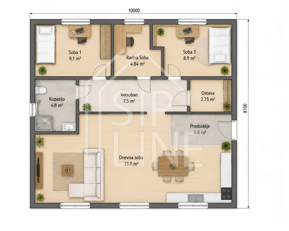 Montažna kuća Svetlost, 40 m², Sipline