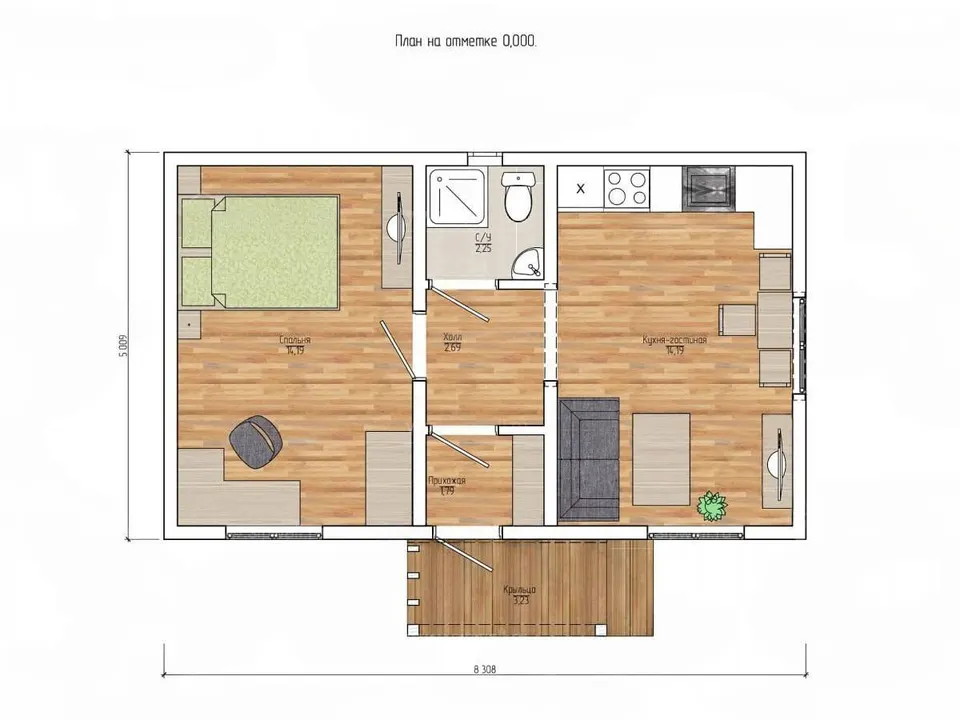 Montažna kuća Viva, 40 m², Sipline