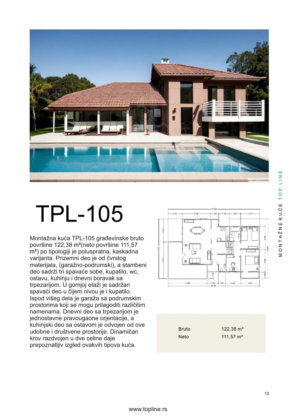 Montažna kuća TPL-105, 122 m², TOP LINE Montažne kuće