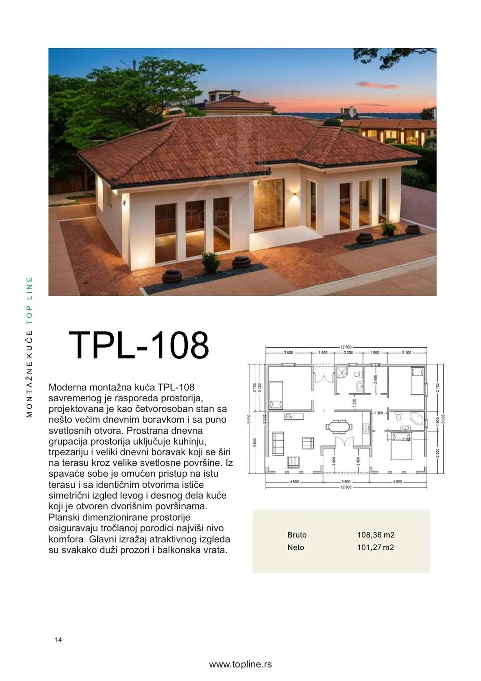 Montažna kuća TPL-108, 108 m², TOP LINE Montažne kuće