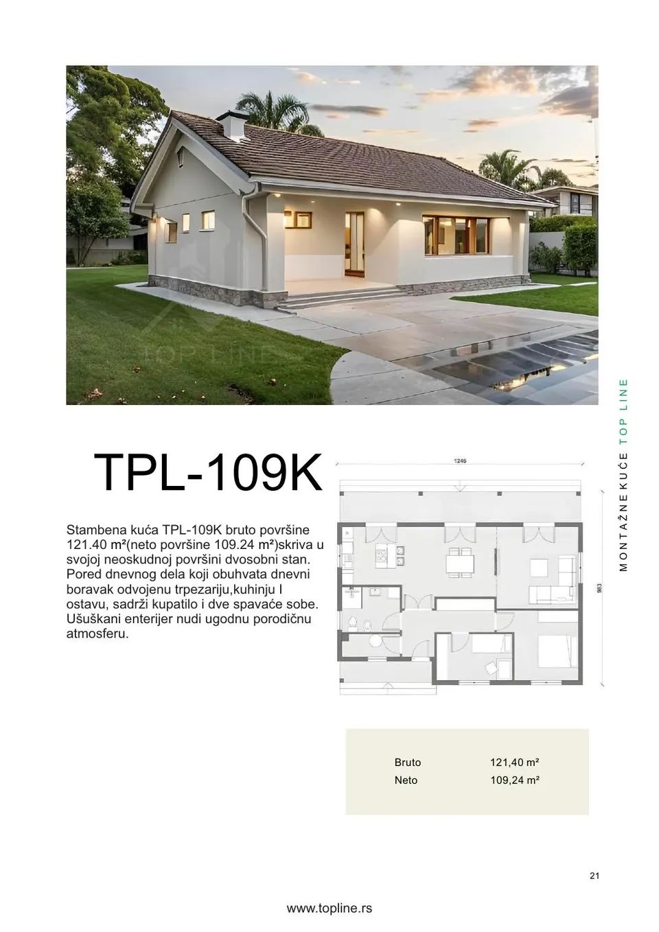 Montažna kuća TPL-109K, 121 m², TOP LINE Montažne kuće