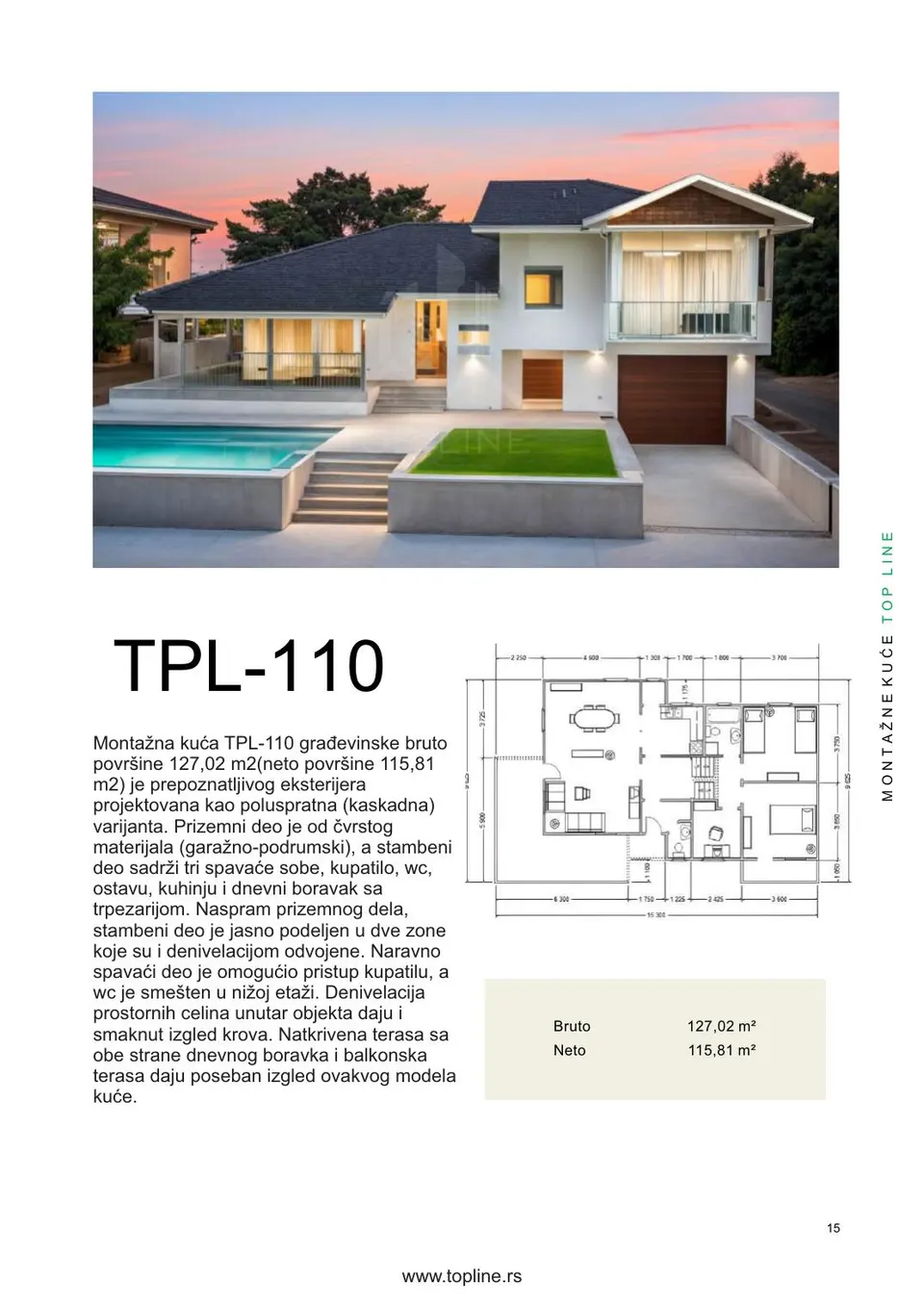 Montažna kuća TPL-110, 127 m², TOP LINE Montažne kuće