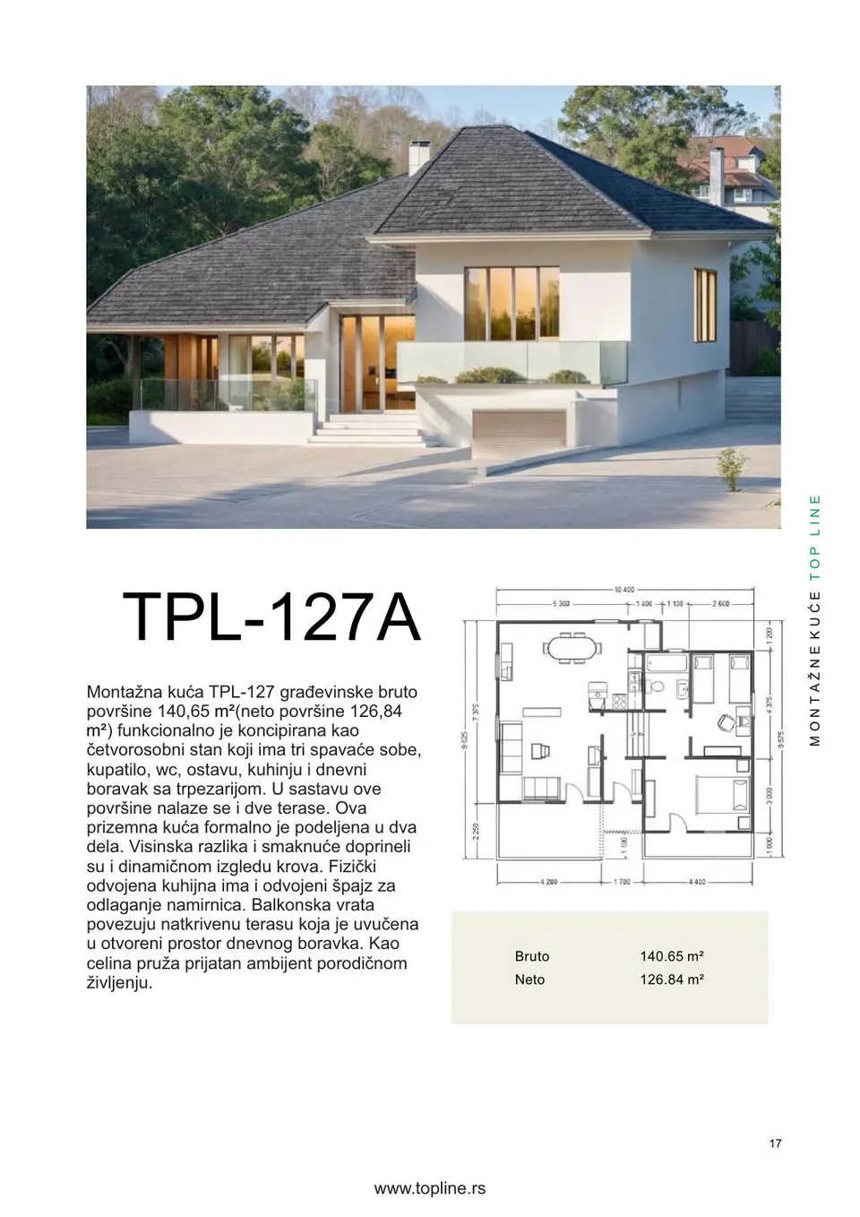 Montažna kuća TPL-127A, 141 m², TOP LINE Montažne kuće