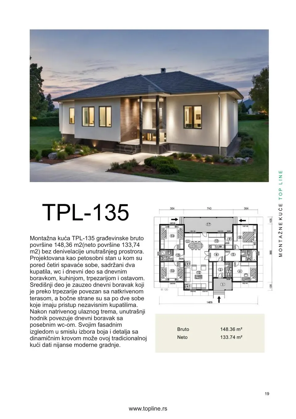 Montažna kuća TPL-135, 148 m², TOP LINE Montažne kuće