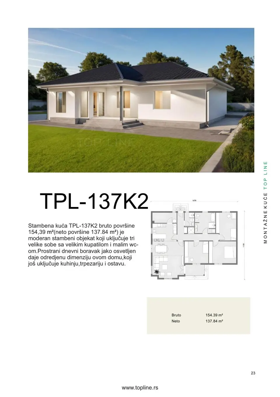 Montažna kuća TPL-137K2, 154 m², TOP LINE Montažne kuće