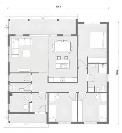 Osnova: TOP LINE Montažne kuće TPL-141K, 158 m²