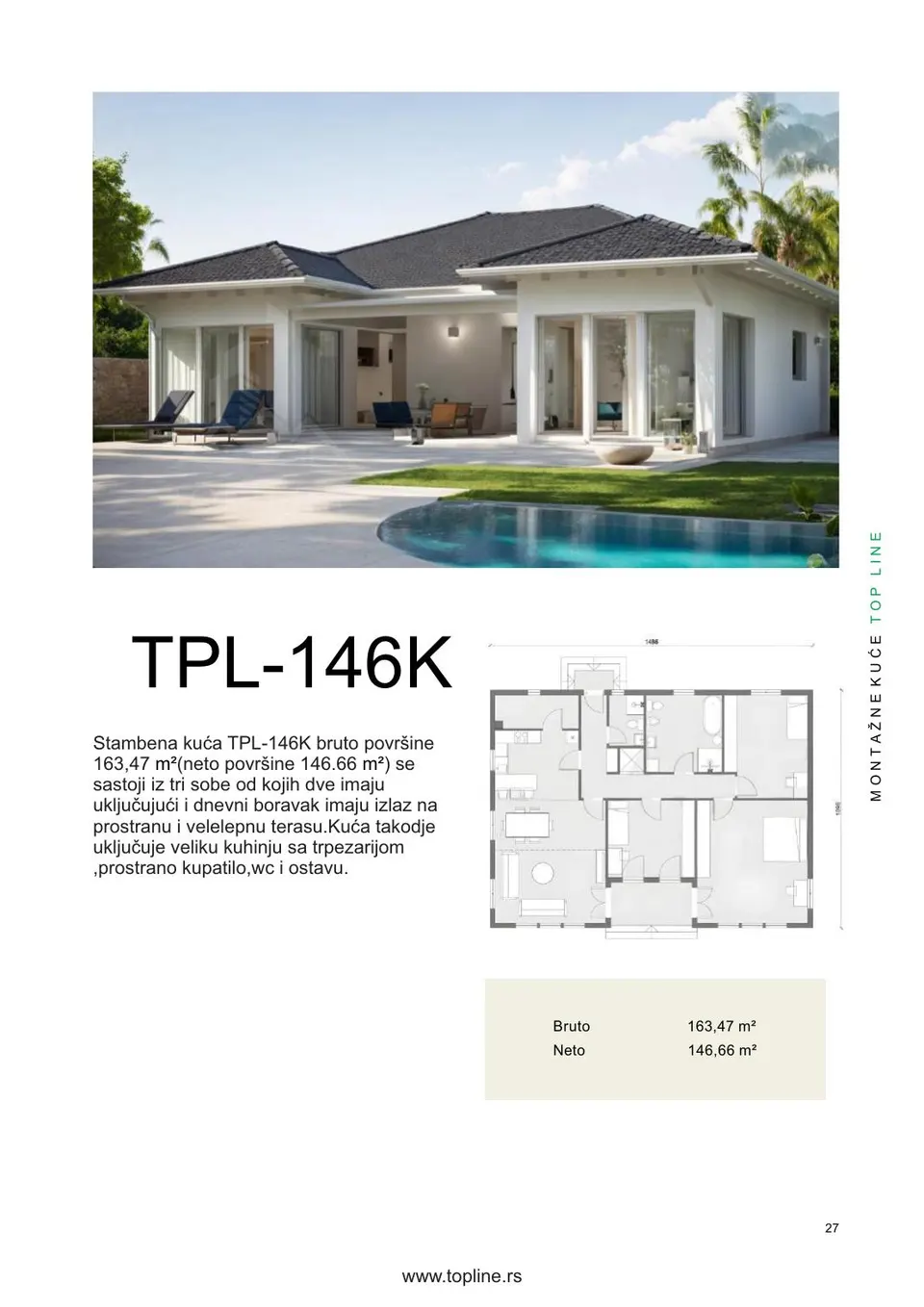 Montažna kuća TPL-146K, 163 m², TOP LINE Montažne kuće