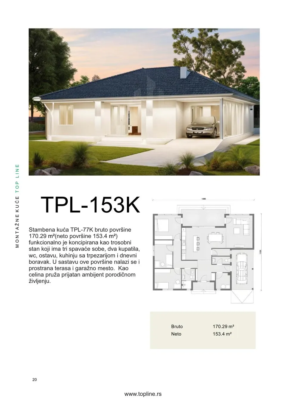 Montažna kuća TPL-153K, 170 m², TOP LINE Montažne kuće