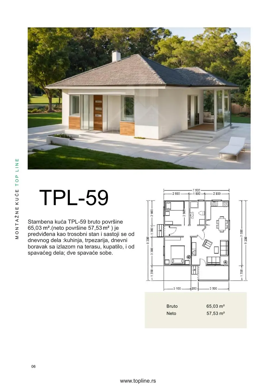 Montažna kuća TPL-59, 65 m², TOP LINE Montažne kuće