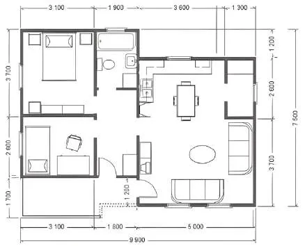 Osnova: TOP LINE Montažne kuće TPL-66, 72 m²
