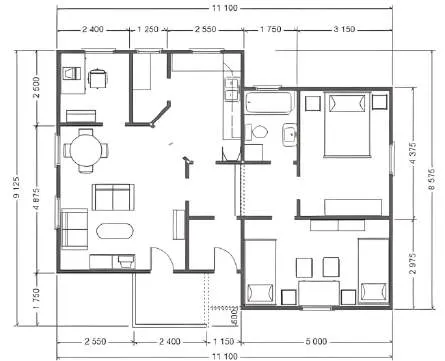 Osnova: TOP LINE Montažne kuće TPL-81, 92 m²