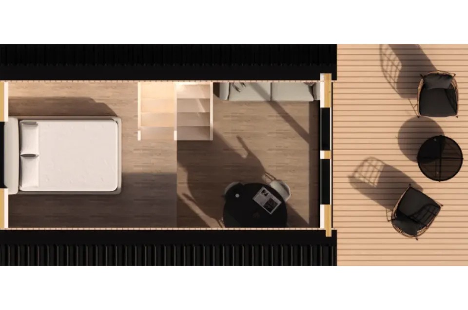 Osnova montažne kuće Wood 36, 36 m², ZerroMax