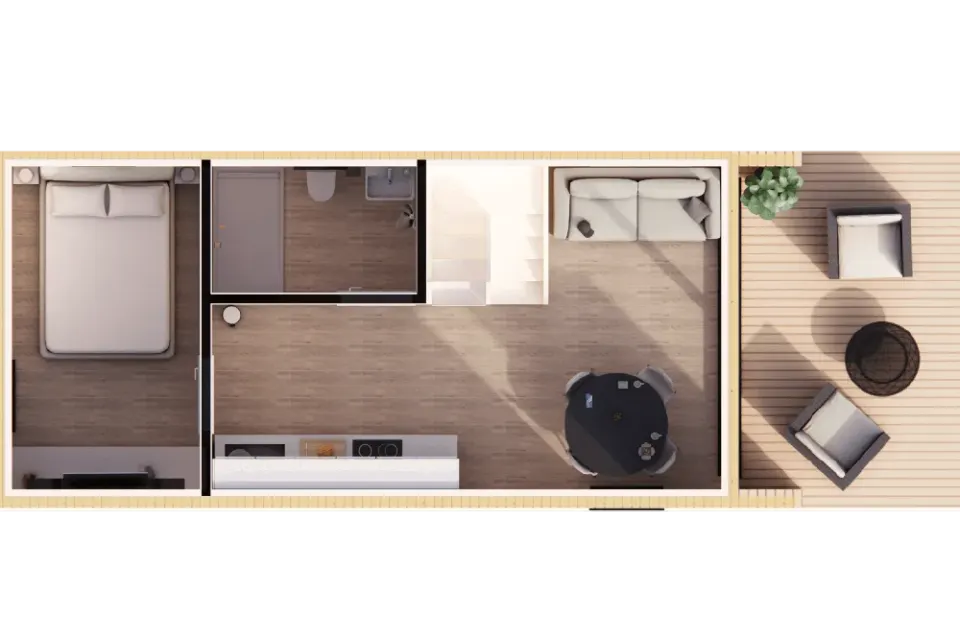 Osnova montažne kuće Wood 50, 50 m², ZerroMax